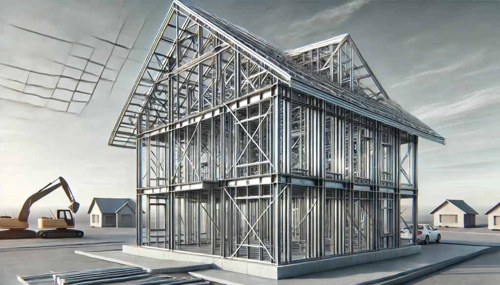 DALL·E-2024-12-18-07.08.01-A-realistic-and-modern-illustration-of-a-steel-frame-house-under-construction-inspired-by-a-reference-image-of-a-metal-framework-structure.-The-house-e1735001270367